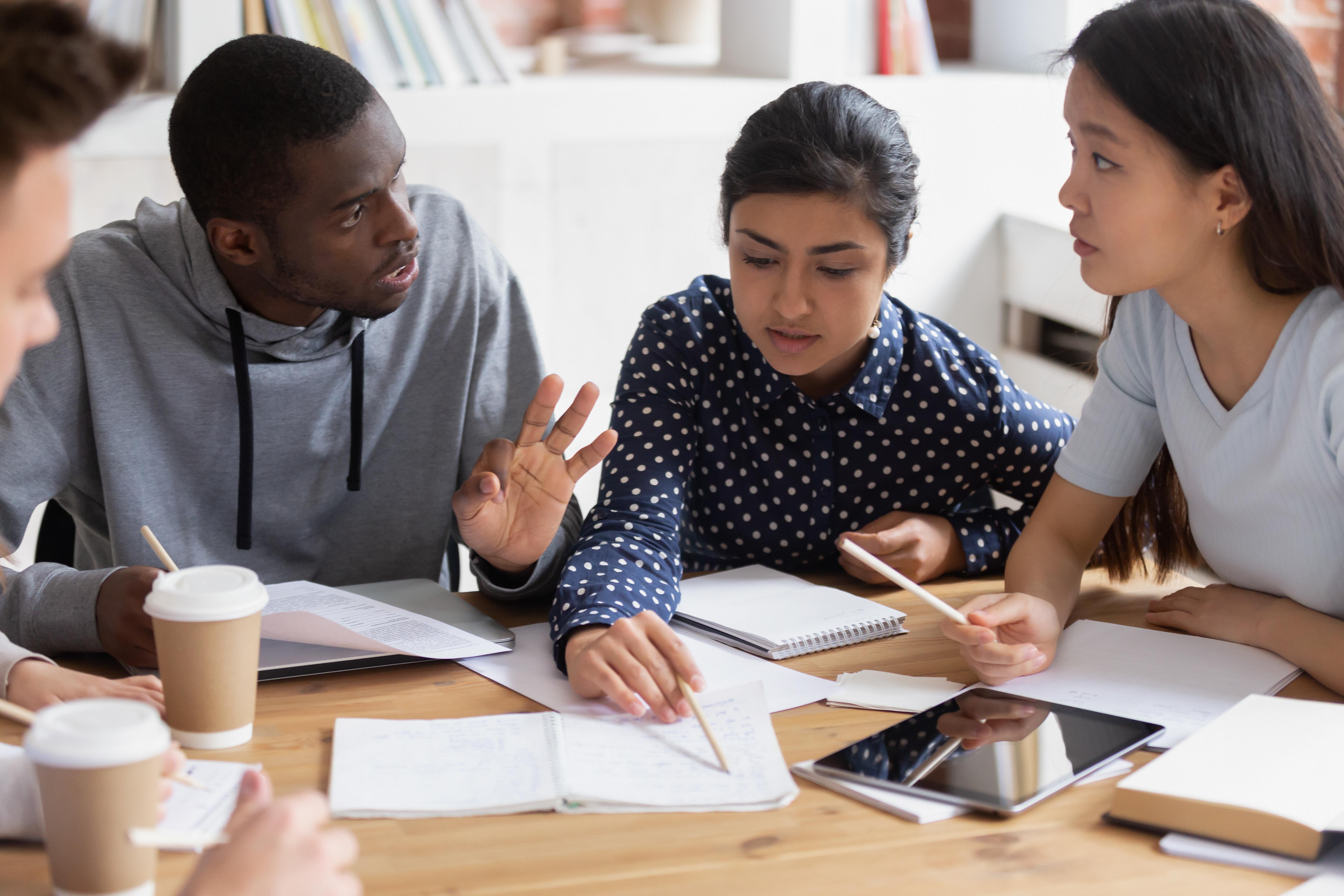 Three students studying